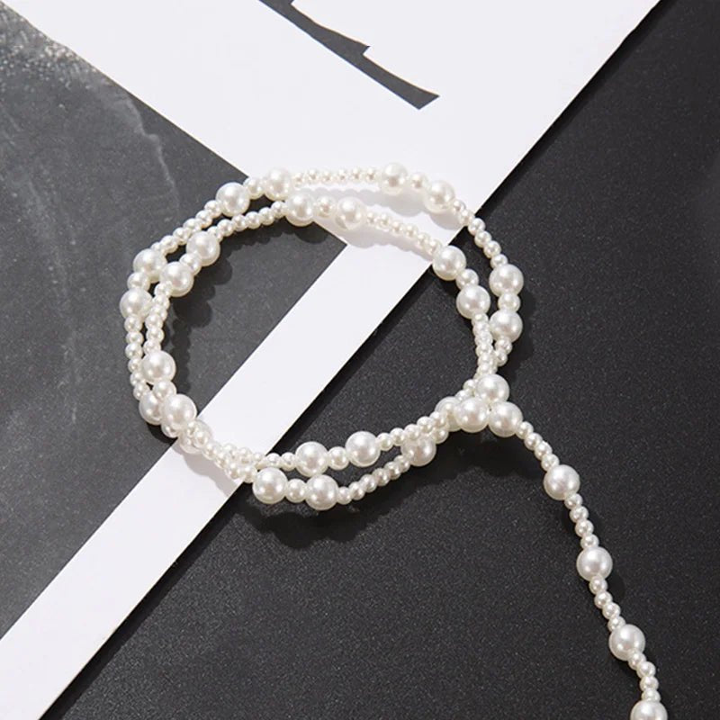 Double Layer Pearl Anklets for Women Summer Beach Sandal Anklet Barefoot Jewelry Bohemia Accessories Outdoor Travel Foot Chains - Tara's Tiny Treasures