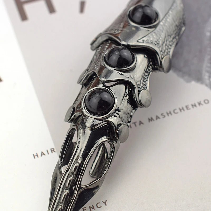 Dragon Skull Finger Long Rings Punk Rock Animal Skull Finger Long Rings Halloween Cosplay Costume Acc - Tara's Tiny Treasures