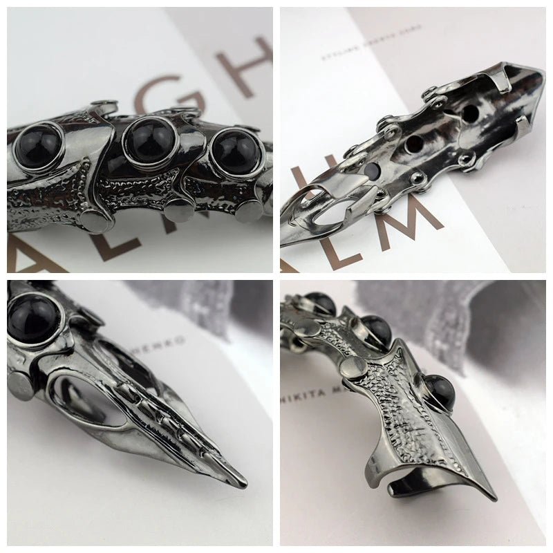 Dragon Skull Finger Long Rings Punk Rock Animal Skull Finger Long Rings Halloween Cosplay Costume Acc - Tara's Tiny Treasures