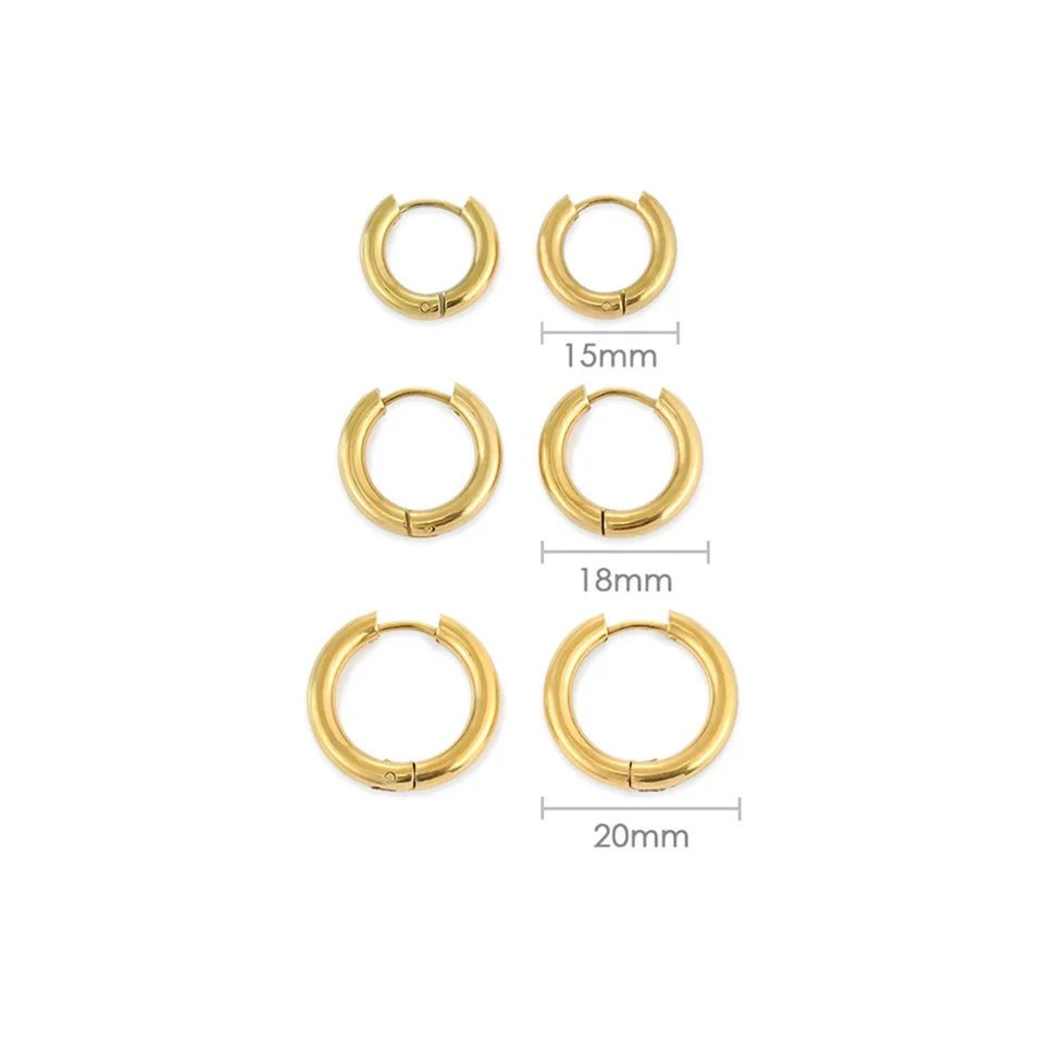 eManco Minimalist Basic 3MM Hoop Earrings Stainless Steel PVD Gold Color Women's Personality Gift Exchanges Festival Celebrate - Tara's Tiny Treasures
