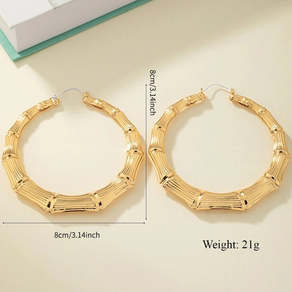 Exaggerated Round Circle Bamboo Hoop Earrings For Women Vintage Chunky Versatile Dangle Drop Earrings Party Wedding Jewelry - Tara's Tiny Treasures