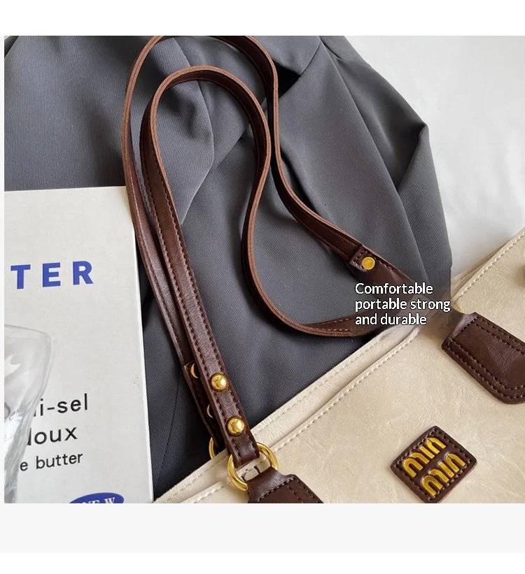 Fall/Winter Luxury Retro With Zipper Large Capacity Bag for Women 2025 New Fashion Commuting Shoulder Bag High-end Tote Bag - Tara's Tiny Treasures