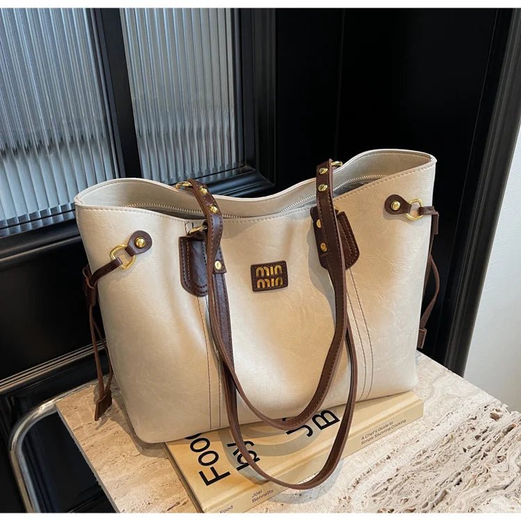 Fall/Winter Luxury Retro With Zipper Large Capacity Bag for Women 2025 New Fashion Commuting Shoulder Bag High-end Tote Bag - Tara's Tiny Treasures