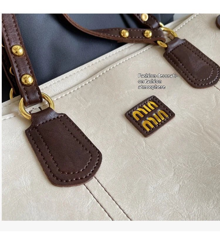 Fall/Winter Luxury Retro With Zipper Large Capacity Bag for Women 2025 New Fashion Commuting Shoulder Bag High-end Tote Bag - Tara's Tiny Treasures