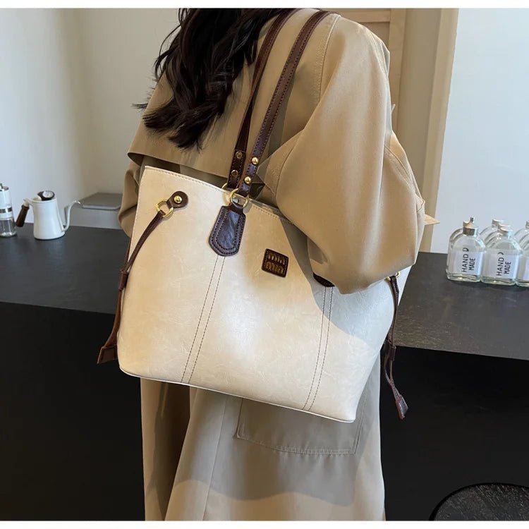 Fall/Winter Luxury Retro With Zipper Large Capacity Bag for Women 2025 New Fashion Commuting Shoulder Bag High-end Tote Bag - Tara's Tiny Treasures