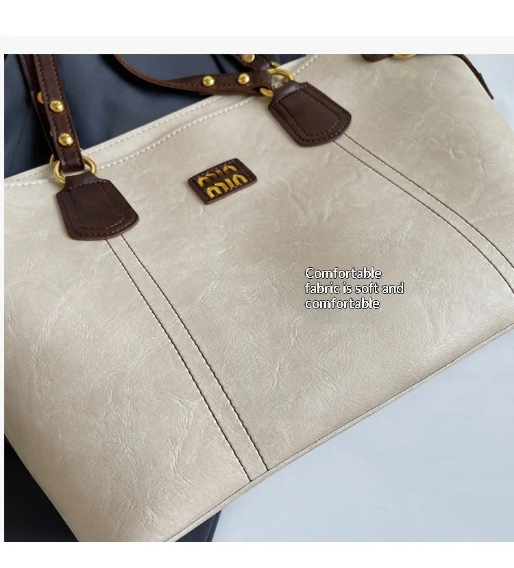 Fall/Winter Luxury Retro With Zipper Large Capacity Bag for Women 2025 New Fashion Commuting Shoulder Bag High-end Tote Bag - Tara's Tiny Treasures