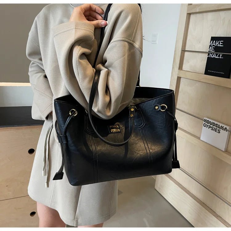 Fall/Winter Luxury Retro With Zipper Large Capacity Bag for Women 2025 New Fashion Commuting Shoulder Bag High-end Tote Bag - Tara's Tiny Treasures