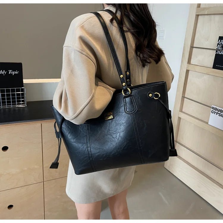 Fall/Winter Luxury Retro With Zipper Large Capacity Bag for Women 2025 New Fashion Commuting Shoulder Bag High-end Tote Bag - Tara's Tiny Treasures