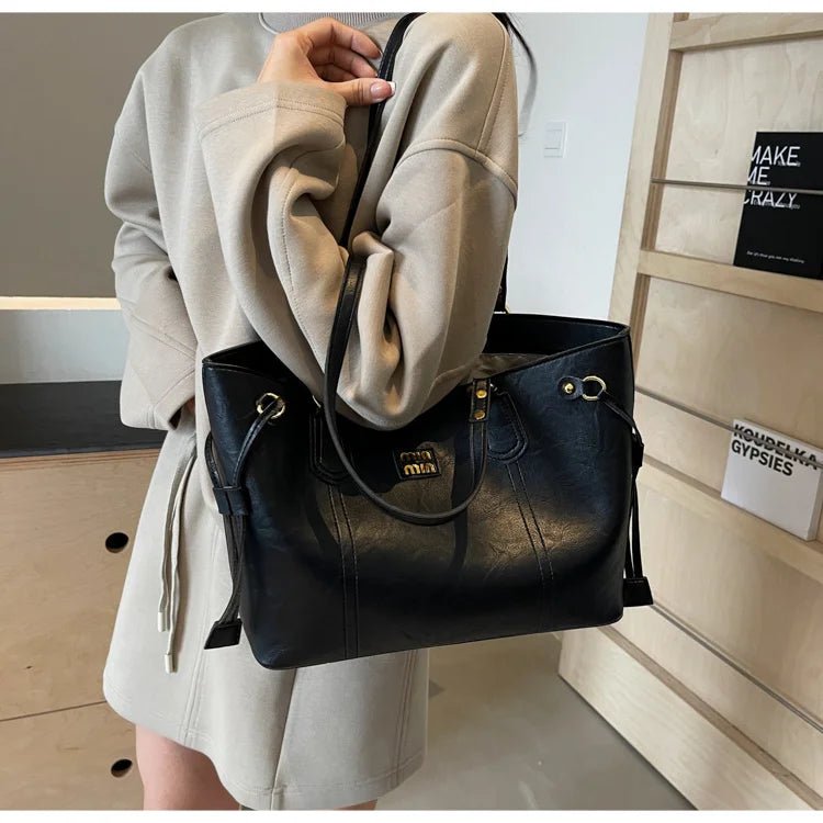 Fall/Winter Luxury Retro With Zipper Large Capacity Bag for Women 2025 New Fashion Commuting Shoulder Bag High-end Tote Bag - Tara's Tiny Treasures