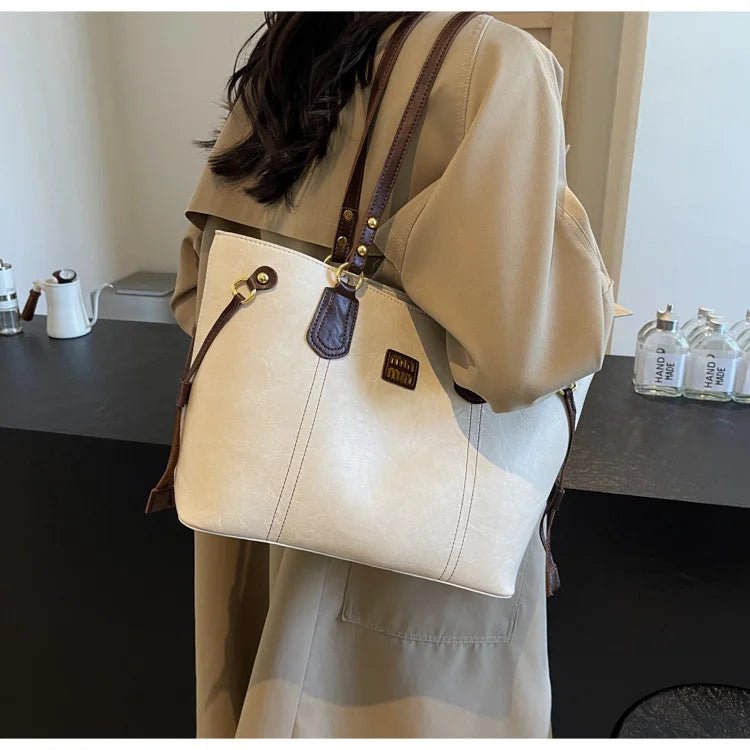 Fall/Winter Luxury Retro With Zipper Large Capacity Bag for Women 2025 New Fashion Commuting Shoulder Bag High-end Tote Bag - Tara's Tiny Treasures