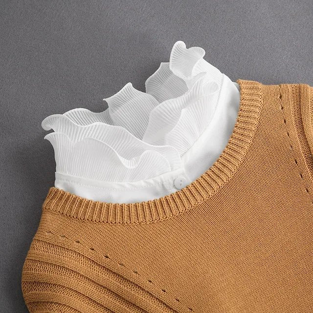 Fashion 2025 Front Tie White Fake Collar for Women Stand Detachable Collar Fake Girls Vintage Lace Ladies False Blouse Collar - Tara's Tiny Treasures