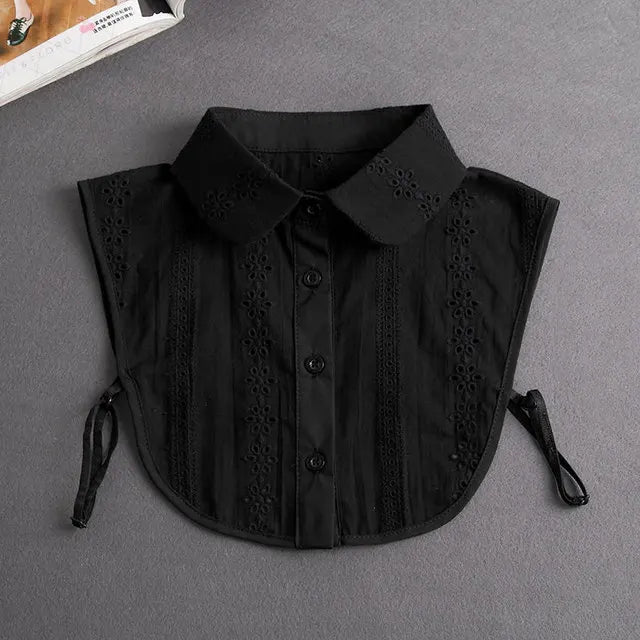 Fashion 2025 Front Tie White Fake Collar for Women Stand Detachable Collar Fake Girls Vintage Lace Ladies False Blouse Collar - Tara's Tiny Treasures