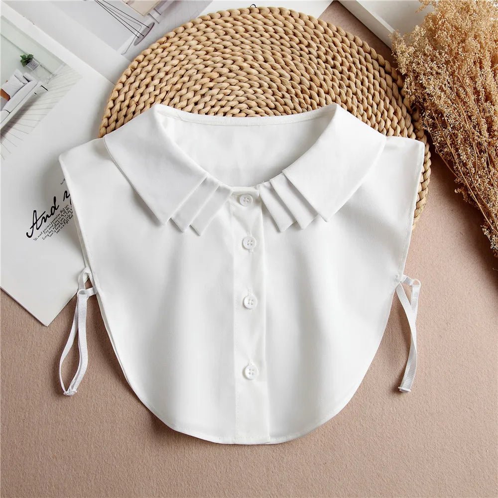 Fashion 2025 Front Tie White Fake Collar for Women Stand Detachable Collar Fake Girls Vintage Lace Ladies False Blouse Collar - Tara's Tiny Treasures