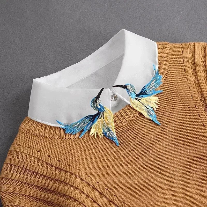 Fashion 2025 Front Tie White Fake Collar for Women Stand Detachable Collar Fake Girls Vintage Lace Ladies False Blouse Collar - Tara's Tiny Treasures
