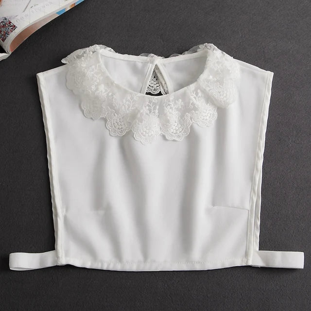 Fashion 2025 Front Tie White Fake Collar for Women Stand Detachable Collar Fake Girls Vintage Lace Ladies False Blouse Collar - Tara's Tiny Treasures