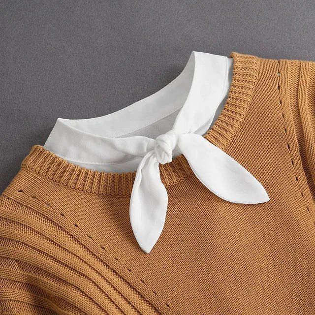 Fashion 2025 Front Tie White Fake Collar for Women Stand Detachable Collar Fake Girls Vintage Lace Ladies False Blouse Collar - Tara's Tiny Treasures
