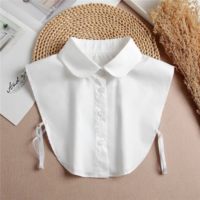 Fashion 2025 Front Tie White Fake Collar for Women Stand Detachable Collar Fake Girls Vintage Lace Ladies False Blouse Collar - Tara's Tiny Treasures
