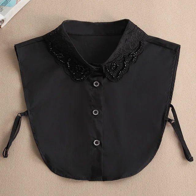 Fashion 2025 Front Tie White Fake Collar for Women Stand Detachable Collar Fake Girls Vintage Lace Ladies False Blouse Collar - Tara's Tiny Treasures