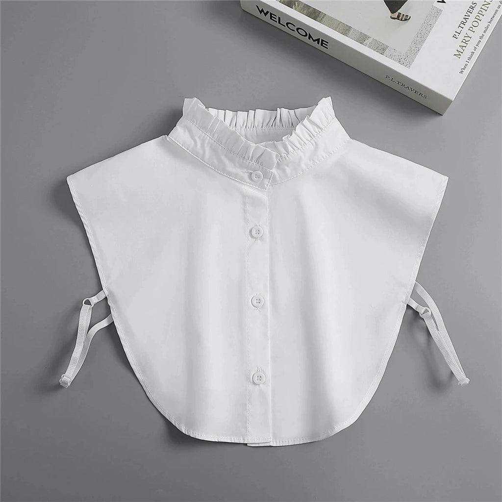 Fashion 2025 Front Tie White Fake Collar for Women Stand Detachable Collar Fake Girls Vintage Lace Ladies False Blouse Collar - Tara's Tiny Treasures