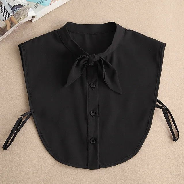 Fashion 2025 Front Tie White Fake Collar for Women Stand Detachable Collar Fake Girls Vintage Lace Ladies False Blouse Collar - Tara's Tiny Treasures