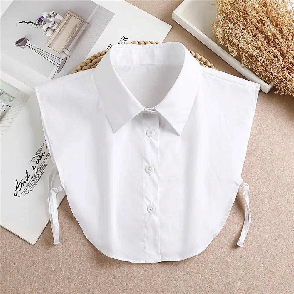 Fashion 2025 Front Tie White Fake Collar for Women Stand Detachable Collar Fake Girls Vintage Lace Ladies False Blouse Collar - Tara's Tiny Treasures