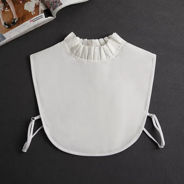 Fashion 2025 Front Tie White Fake Collar for Women Stand Detachable Collar Fake Girls Vintage Lace Ladies False Blouse Collar - Tara's Tiny Treasures