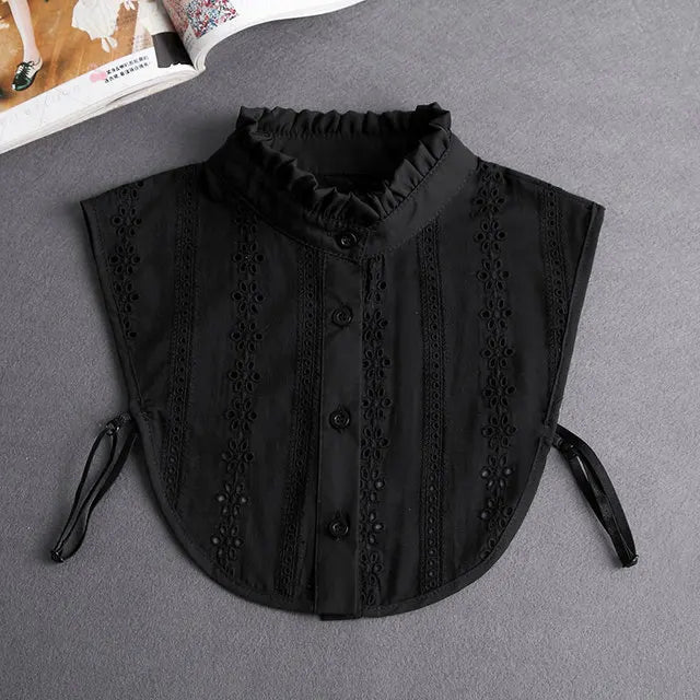 Fashion 2025 Front Tie White Fake Collar for Women Stand Detachable Collar Fake Girls Vintage Lace Ladies False Blouse Collar - Tara's Tiny Treasures