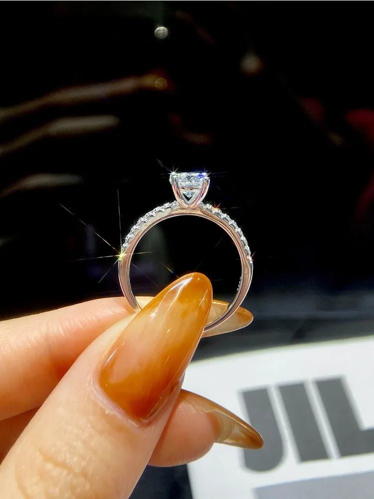 Fashion Classic Real 1-2ct Moissanite Diamond Rings for Women Wedding 925 Sterling Silver Designer Luxury Fine Jewelry - Tara's Tiny Treasures