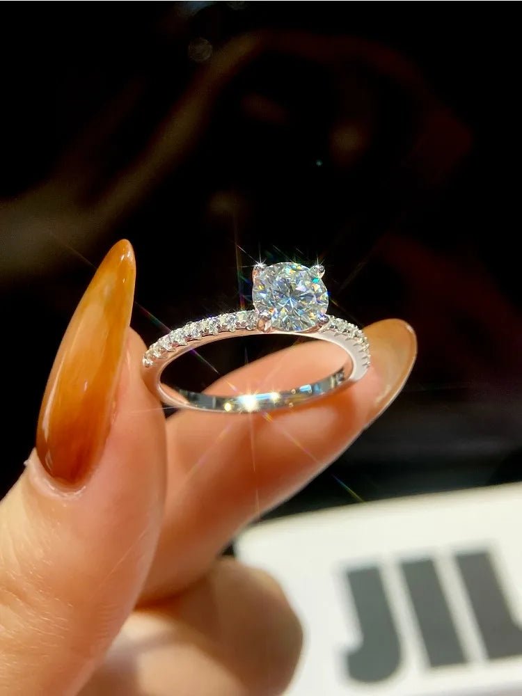 Fashion Classic Real 1-2ct Moissanite Diamond Rings for Women Wedding 925 Sterling Silver Designer Luxury Fine Jewelry - Tara's Tiny Treasures