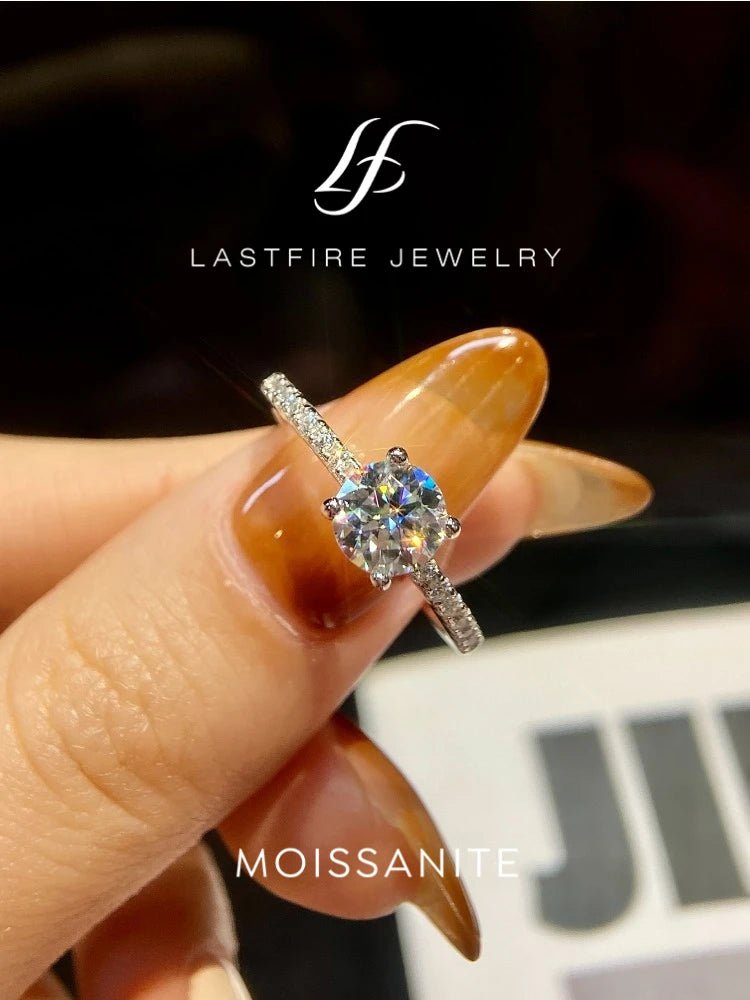 Fashion Classic Real 1-2ct Moissanite Diamond Rings for Women Wedding 925 Sterling Silver Designer Luxury Fine Jewelry - Tara's Tiny Treasures
