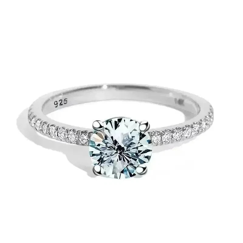 Fashion Classic Real 1-2ct Moissanite Diamond Rings for Women Wedding 925 Sterling Silver Designer Luxury Fine Jewelry - Tara's Tiny Treasures