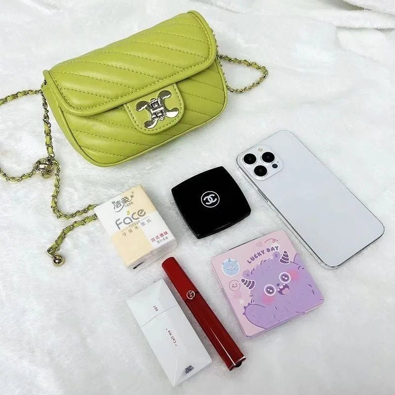 Fashion Explosions Green Fairy Rhombus Small Fragrance Chain Shoulder Messenger Bag Niche High Quality Joker Handbag Handbags - Tara's Tiny Treasures