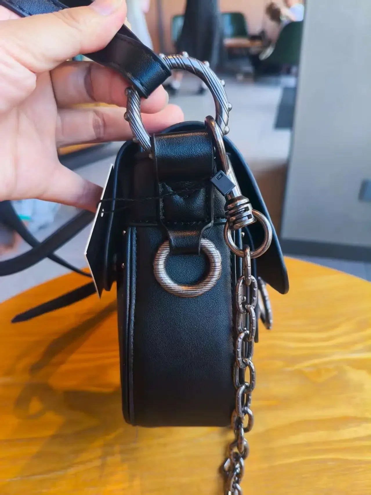 Fashion rivet chain small square bag - Women's crossbody bag with shoulder strap. New trendy street style bag with rivets. - Tara's Tiny Treasures