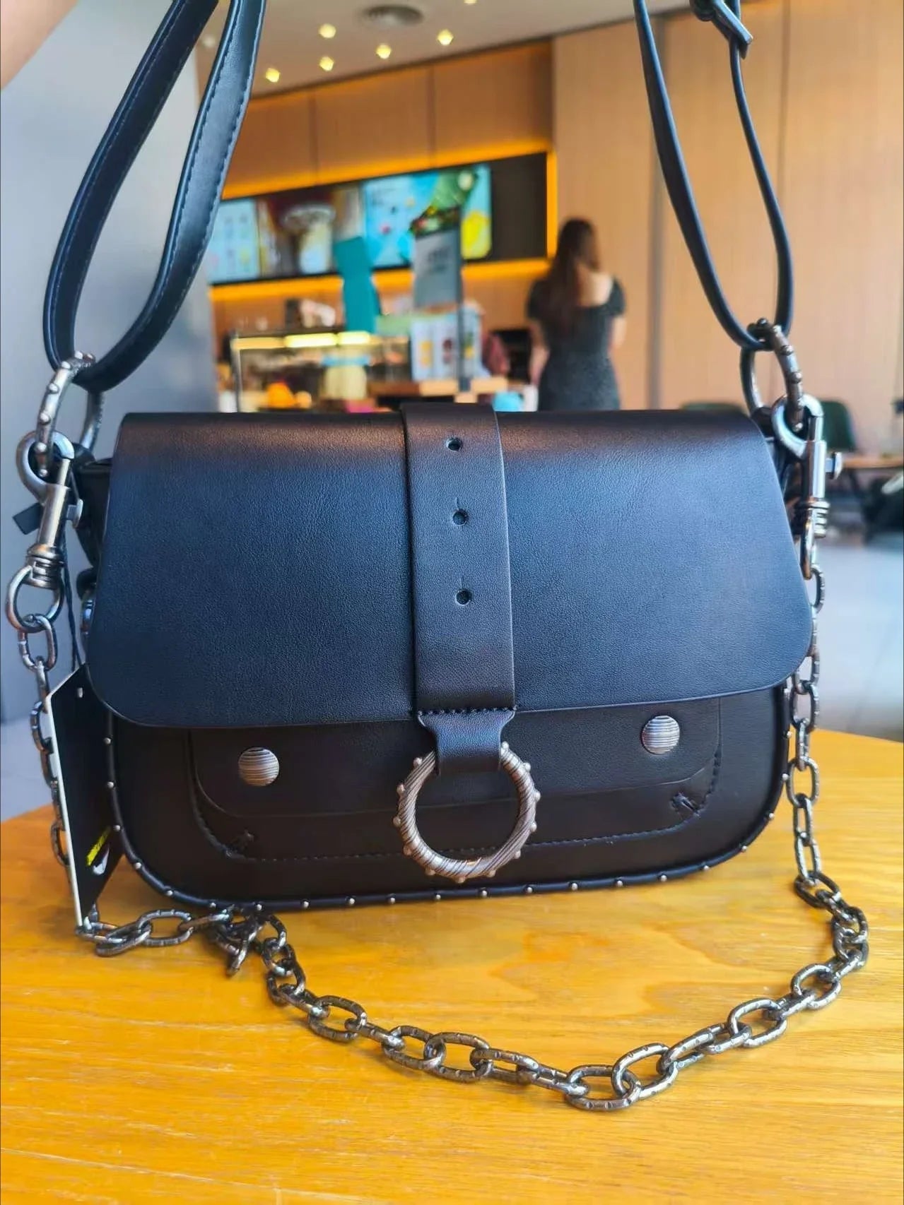 Fashion rivet chain small square bag - Women's crossbody bag with shoulder strap. New trendy street style bag with rivets. - Tara's Tiny Treasures