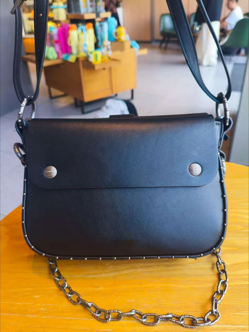 Fashion rivet chain small square bag - Women's crossbody bag with shoulder strap. New trendy street style bag with rivets. - Tara's Tiny Treasures