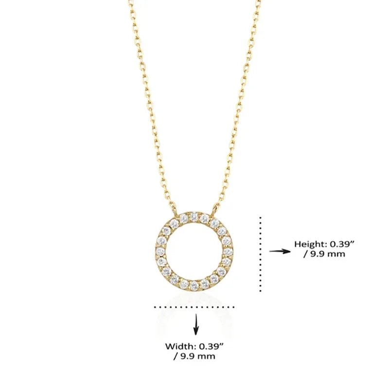 Fashion Trend Elegant Jewelry Simple Crystal Circle Pendant Necklace Golden Color Unquie Women Necklace Party Gift Wholesale - Tara's Tiny Treasures