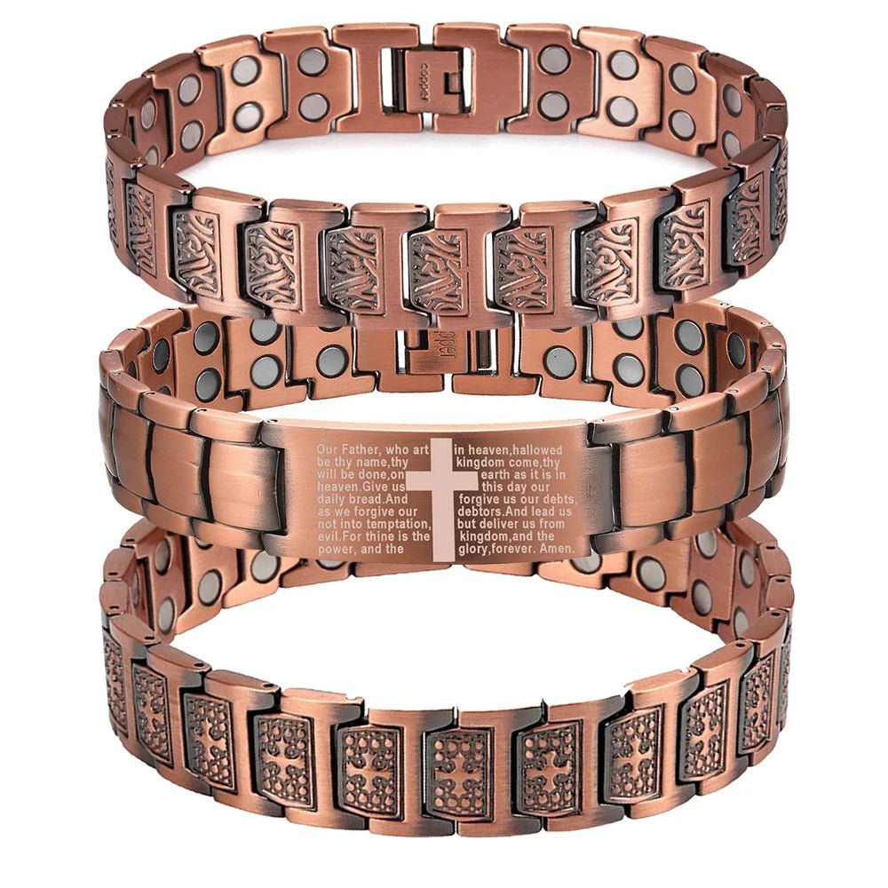 Fashionable Retro Style Cross-shaped Full Magnetic Copper Bracelet, Dark Ghost Magnetic Stone Bracelet, Halloween/Christmas Jewe - Tara's Tiny Treasures