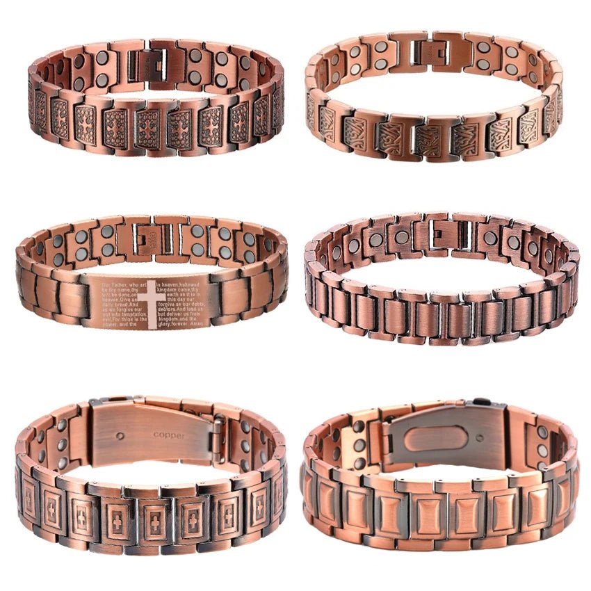 Fashionable Retro Style Cross-shaped Full Magnetic Copper Bracelet, Dark Ghost Magnetic Stone Bracelet, Halloween/Christmas Jewe - Tara's Tiny Treasures