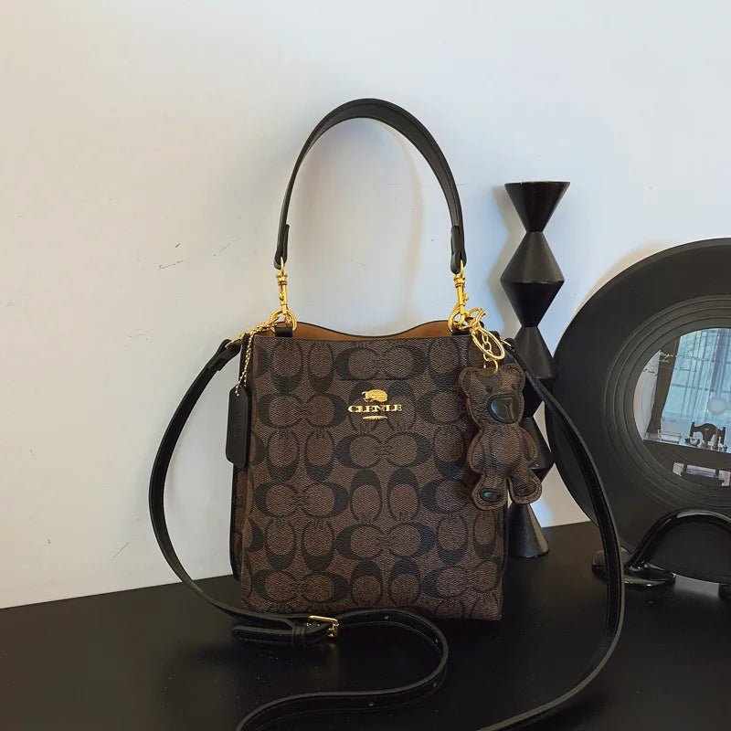 Fashionable style, elegant and luxurious handbag in the shape of a bucket, versatile and suitable for all occasions, single-shou - Tara's Tiny Treasures