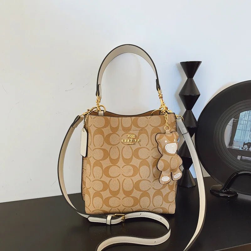 Fashionable style, elegant and luxurious handbag in the shape of a bucket, versatile and suitable for all occasions, single-shou - Tara's Tiny Treasures