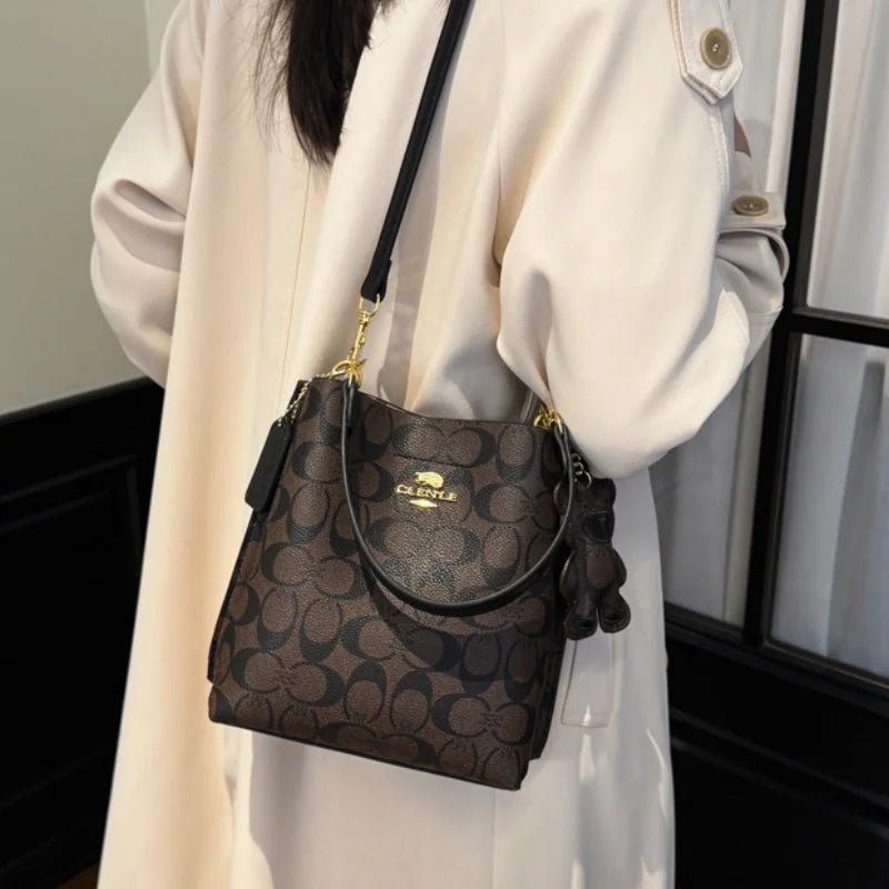Fashionable style, elegant and luxurious handbag in the shape of a bucket, versatile and suitable for all occasions, single-shou - Tara's Tiny Treasures