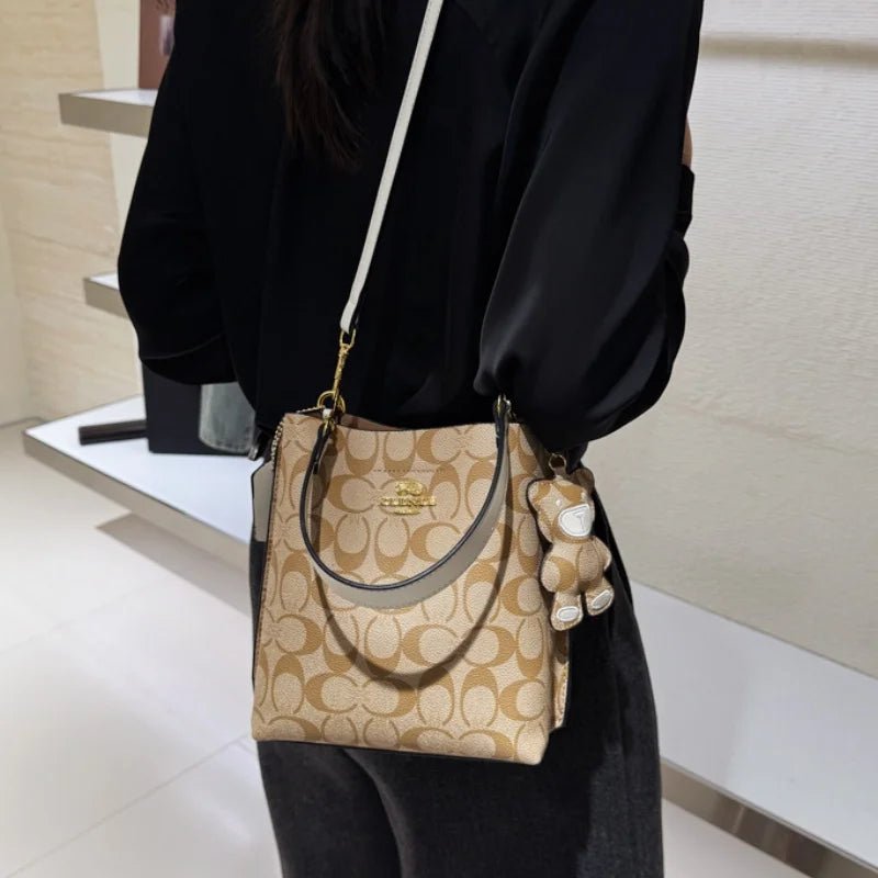 Fashionable style, elegant and luxurious handbag in the shape of a bucket, versatile and suitable for all occasions, single-shou - Tara's Tiny Treasures