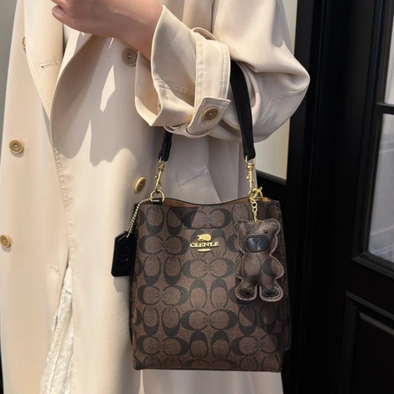Fashionable style, elegant and luxurious handbag in the shape of a bucket, versatile and suitable for all occasions, single-shou - Tara's Tiny Treasures
