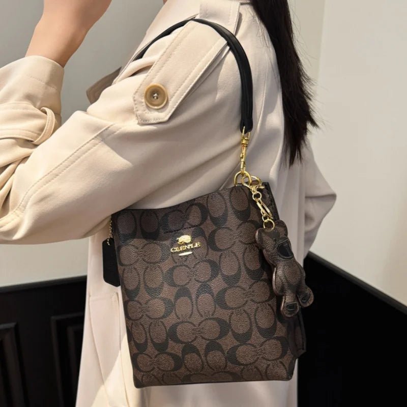 Fashionable style, elegant and luxurious handbag in the shape of a bucket, versatile and suitable for all occasions, single-shou - Tara's Tiny Treasures