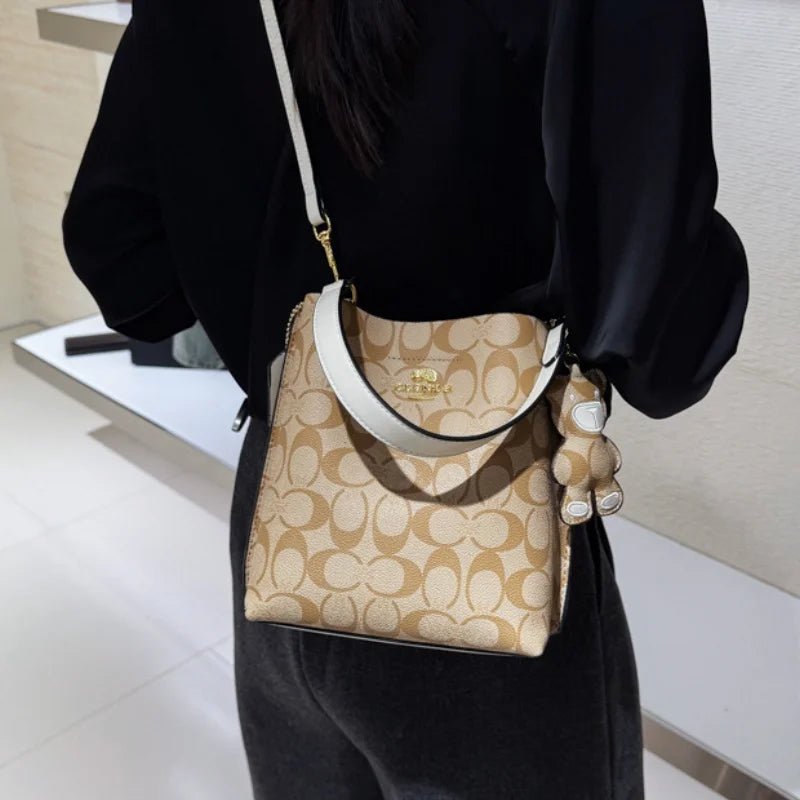 Fashionable style, elegant and luxurious handbag in the shape of a bucket, versatile and suitable for all occasions, single-shou - Tara's Tiny Treasures