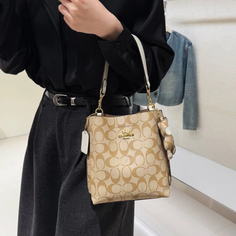 Fashionable style, elegant and luxurious handbag in the shape of a bucket, versatile and suitable for all occasions, single-shou - Tara's Tiny Treasures