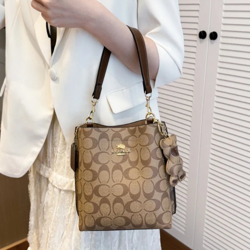 Fashionable style, elegant and luxurious handbag in the shape of a bucket, versatile and suitable for all occasions, single-shou - Tara's Tiny Treasures