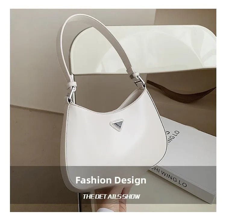 Fashionable White Small Shoulder Bag Women's Bag 2025 New Design Trendy Underarm Bag Soft Korean Style Casual Pure Color - Tara's Tiny Treasures