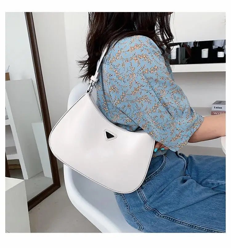 Fashionable White Small Shoulder Bag Women's Bag 2025 New Design Trendy Underarm Bag Soft Korean Style Casual Pure Color - Tara's Tiny Treasures