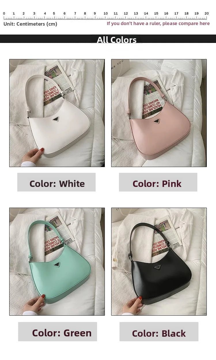 Fashionable White Small Shoulder Bag Women's Bag 2025 New Design Trendy Underarm Bag Soft Korean Style Casual Pure Color - Tara's Tiny Treasures
